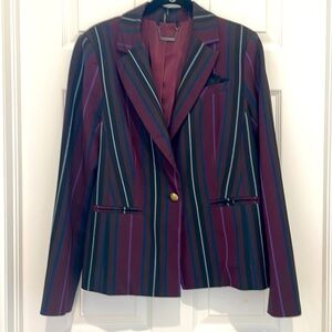 Trina Turk Purple Striped Blazer with Teal & Black Accents